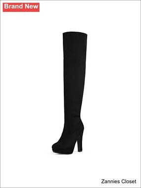 👻 DREAM PAIRS Women's Chunky Thigh High Over The Knee High Heel Boots